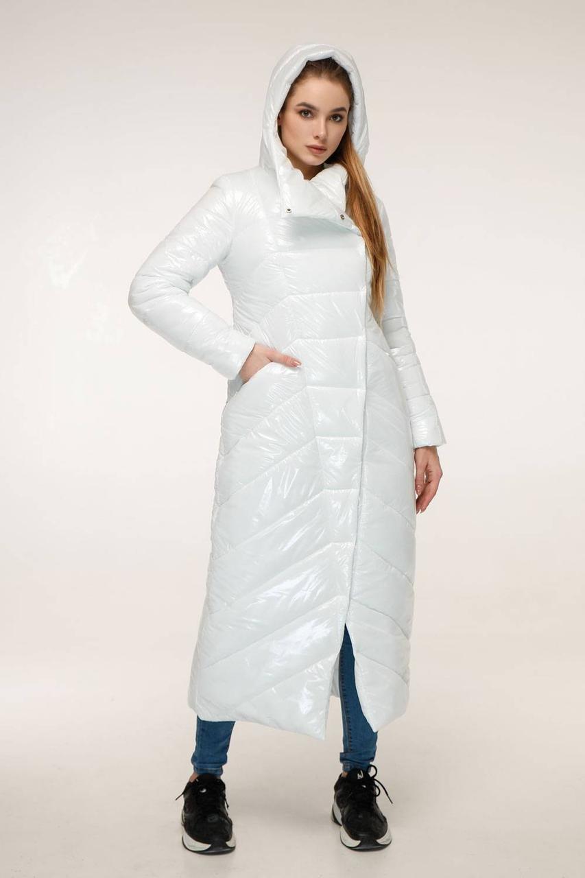Білий жіночий зимовий пуховик максі, фото 1
