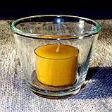Круглый стеклянный подсвечник в комплекте с восковой свечой "Бутон розы", фото 6