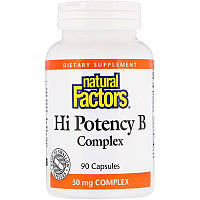 Витамины группы В, Hi Potency B Complex, 90 капсул. Natural Factors