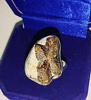 Серебряный перстень с ставролитом, размер 19,4