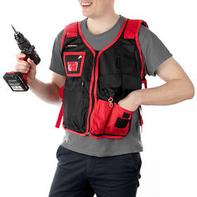 Жилет слесарно-строительный, 7 карманів, поліестер INTERTOOL SP-1001, Будівельний жилет з кишенями pwtl