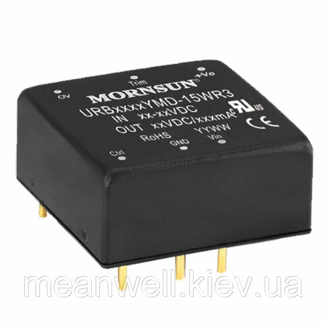 DC DC перетворювач MORNSUN URB2403YMD-15WR3 15W, Vin 9-36V, Vout 3.3V, 4000mA, Isolation (VDC) 1500, DIP