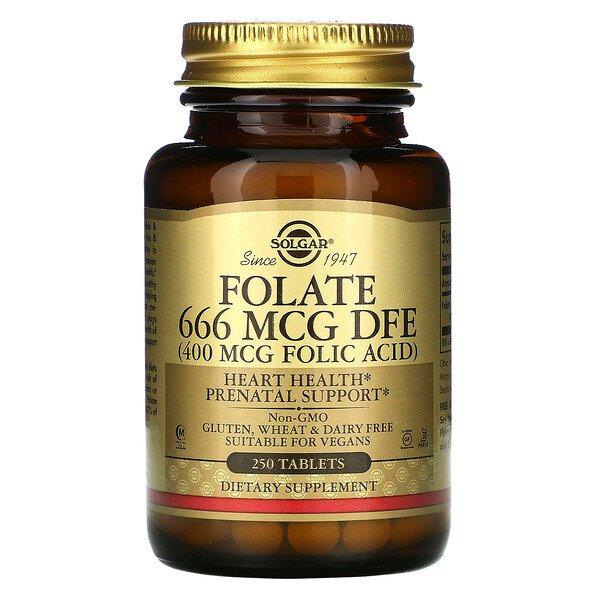 Фолієва кислота (Folic Acid), Solgar, 400 мкг, 250 таблеток