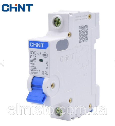 Модульный автоматический выключатель CHINT Electric NXB-63 1P 32А 6кА х-ка C для крепления на DIN-рейку - фото 2 - id-p1347607583