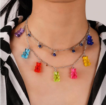 Прикраси з ведмедиками намисто, подвійне - довжина 43см, смола, цинковий сплав, фото 1