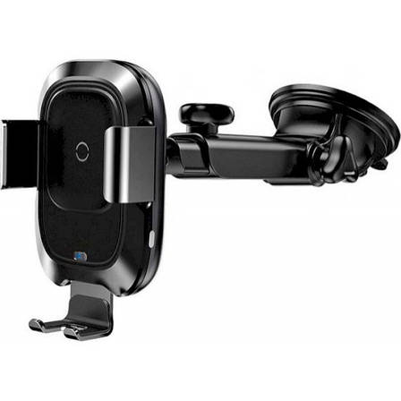 Тримач-безпровідна зарядка (автотримач) для телефону в машину Baseus Smart Holder Чорний (WXZN-B01), фото 1