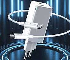 Зарядний пристрій (швидка зарядка) для телефону Baseus GaN2 Q.Charger 45 W 3 А Білий (CCGAN-M02), фото 5