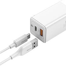 Зарядний пристрій (швидка зарядка) для телефону Baseus GaN2 Q.Charge 45 W 3 А Білий (CCGAN-Q02), фото 4
