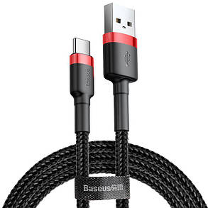 Кабель Baseus Cafule Cable USB to Type-C 2A 3m CATKLF-U91 Black-Red, фото 1