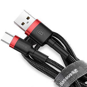 Кабель Baseus Cafule Cable USB to Type-C 2A 3m CATKLF-U91 Black-Red, фото 2