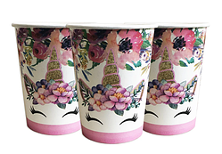 Стаканчики одноразові дитячі "Єдиноріг квіти" 10 шт/уп