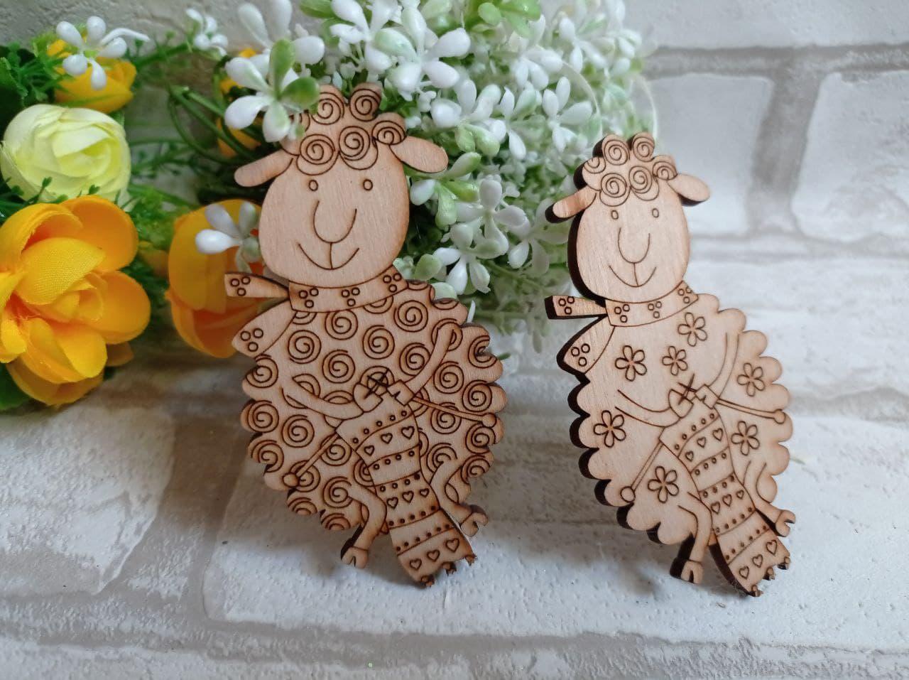 Овечка заготовка до Великодня, фанера 9х5см, фото 1