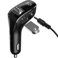 FM-Трансмиттер Модулятор Baseus Streamer F40 AUX Bluetooth 5.0 MP3 Dual-USB 3А CCF40-01 Black
