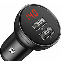 Автомобильное зарядное устройство Baseus Digital Display Dual USB 4.8A 24W CCBX-0G Black