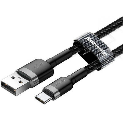 Кабель Baseus Cafule Cable USB to Type-C 3A 1m CATKLF-BG1 Black-Grey, фото 2