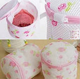 Мішок контейнер для прання білизни ⁇ Сумка для прання бюстгальтерів (тканина в сіточку з пластиковою основою), фото 8