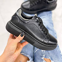 Кожаные кроссовки черные