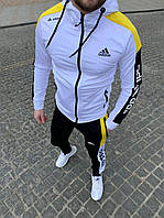 ХИТ ОСЕНИ. Спортивный мужской костюм Adidas (штаны+олимпийка) белого цвета.95% хлопок.Сезон Весна-Осень M