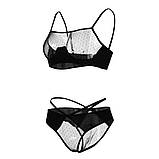 Комплект сіткової білизни, комплект трусики бюстгальтер без чашок, фото 3