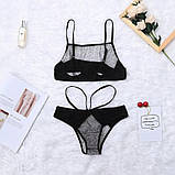 Комплект сіткової білизни, комплект трусики бюстгальтер без чашок, фото 4