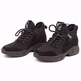 Кросівки чорні жіночі демісезонні/Кросівки чорні шкіряні/кросівки високі/Lonza 81883-А, фото 3