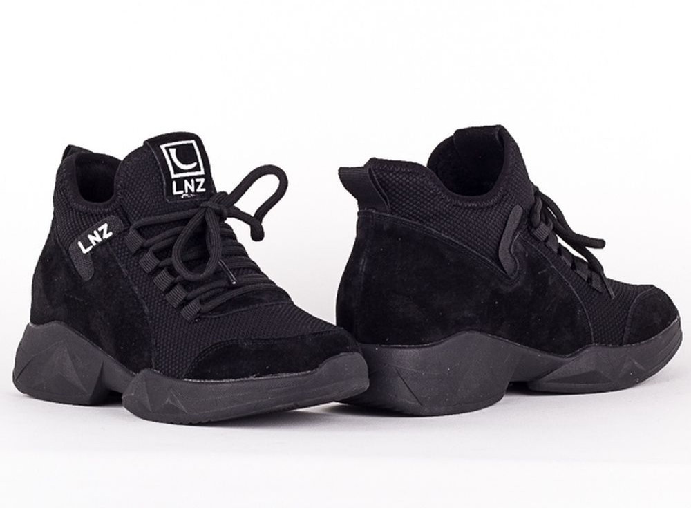 Кросівки чорні жіночі демісезонні/Кросівки чорні шкіряні/кросівки високі/Lonza 81883-А, фото 1