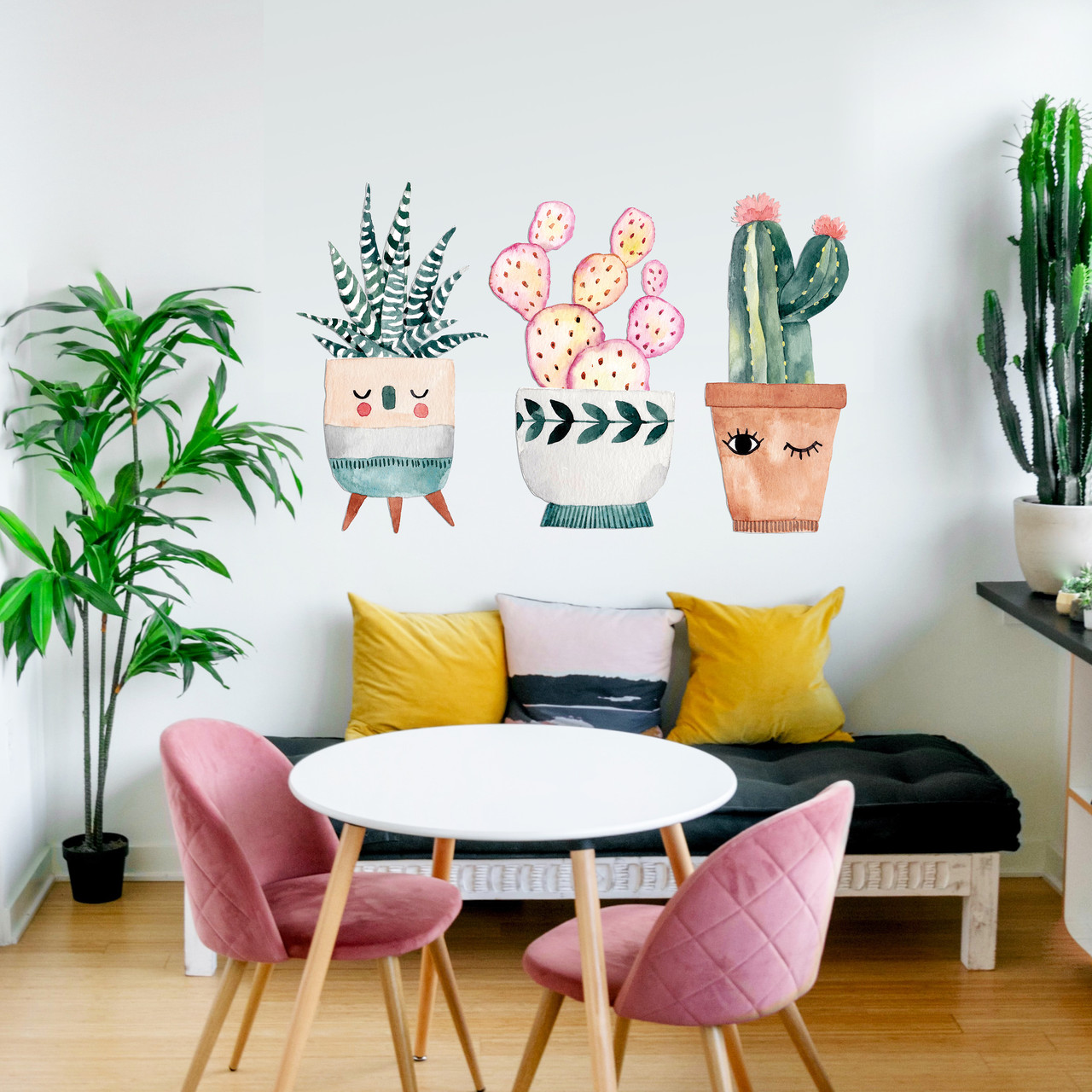 Вінілова Наклейка на стіну Zatarga Вазони різні кольори, размер 540х390мм