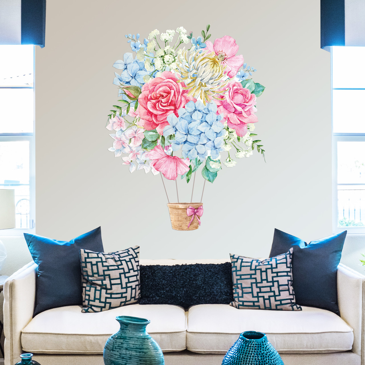 Вінілова Наклейка Zatarga Квіткова повітряна куля різні кольори 530х690мм