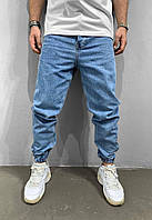 Мужские стильные широкие джинсы , MOM (синие) базовые / карго на резинке