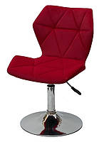 Стілець Greg CH-Base велюр червоний B-1016 на хромованій опорі-бліні, поворотний із регулюванням висоти, фото 4