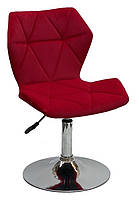 Стілець Greg CH-Base велюр червоний B-1016 на хромованій опорі-бліні, поворотний із регулюванням висоти, фото 3