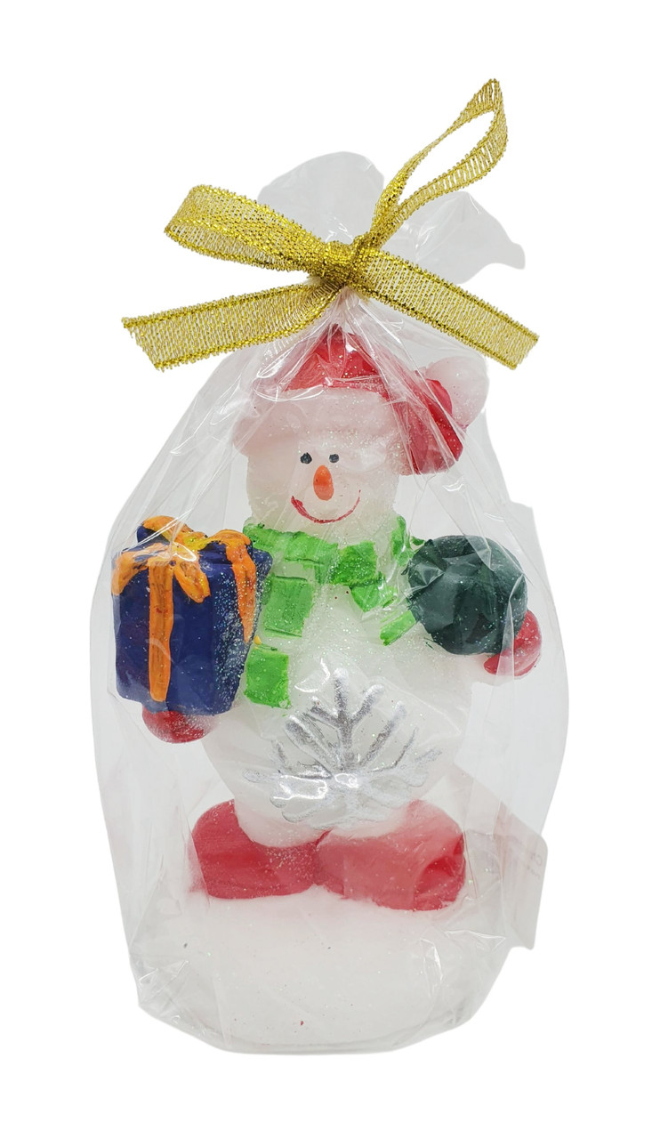 Свічка декоративна Сніговик із подарунком Christmas gifts, 14 см із глітером, фото 1