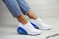 Женские повседневные кроссовки Nike Air Max 270 сеточка белые с синим