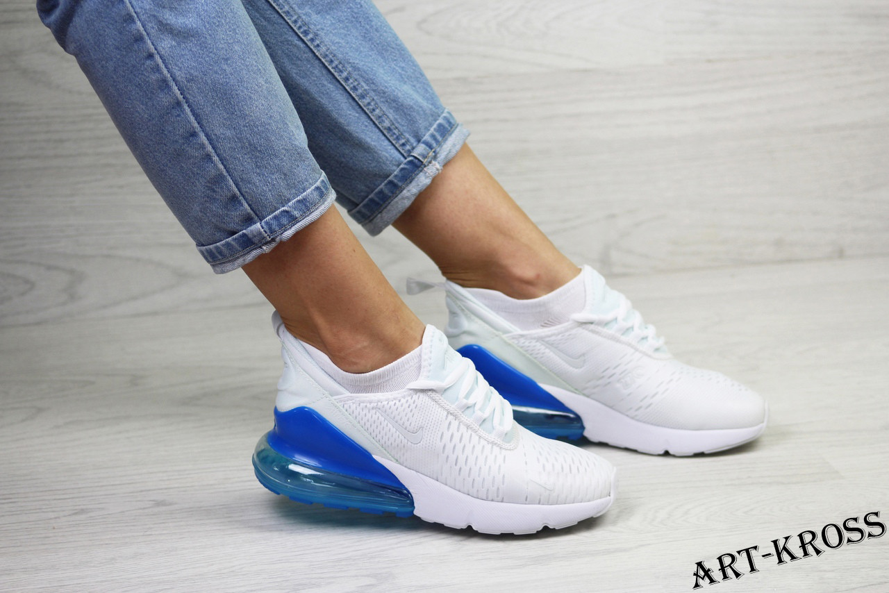 Жіночі повсякденні кросівки Nike Air Max 270 сіточка білі з синім