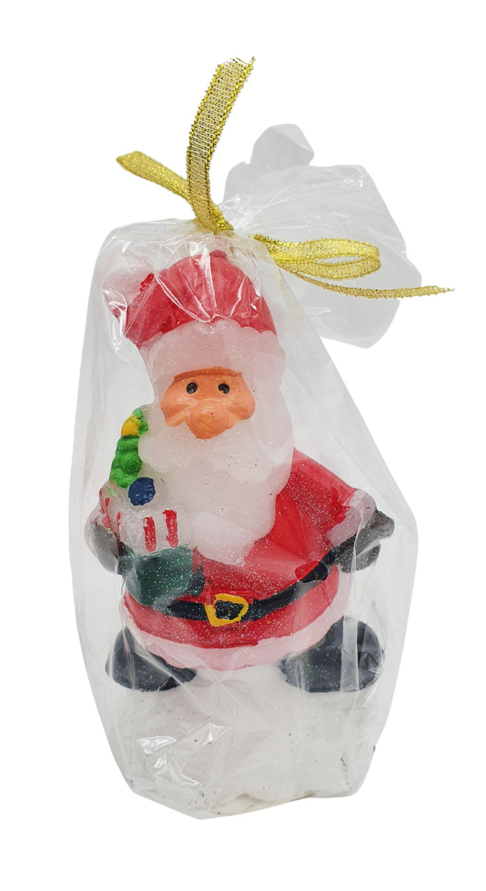 Свічка декоративна Санта Клаус із подарунками Christmas gifts, 14 см із глітером, фото 1