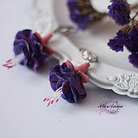 Фіолетові сережки ручної роботи "Фуксія". Подарунок дівчині