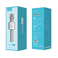 Безпровідний караоке мікрофон-колонка Hoco BK3 Silver