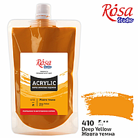 Фарба акрилова, Жовта темна, 200 мл, ROSA Studio