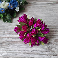 Тюльпани з тканини, колір фуксія (ліловий) 2 см (20 шт.)