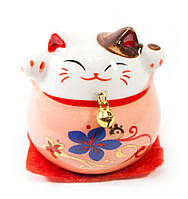Кішка Манэки-неко рожева 5х5х5см кераміка (30831G)