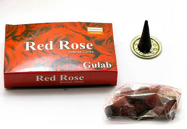 Угольное благовоние Red rose (Красная роза)(Darshan)(12/уп) конусы - фото 1 - id-p1030622668