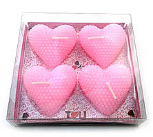 Свічки "Сердечка" рожеві набір 4шт (32115A)