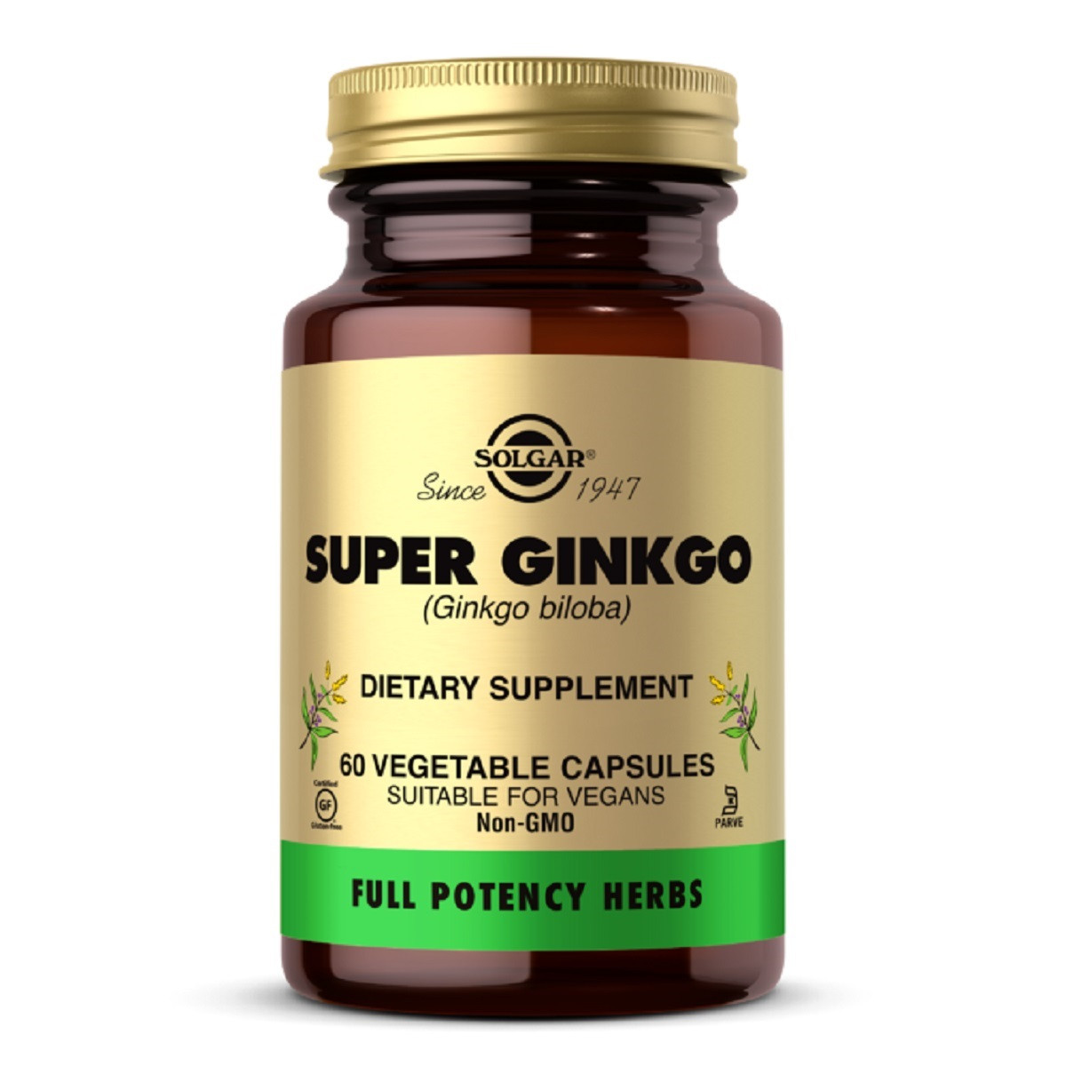 Гінкго білоба Супер, Super Ginkgo Biloba, Solgar, 60 вегетаріанських капсул, фото 1