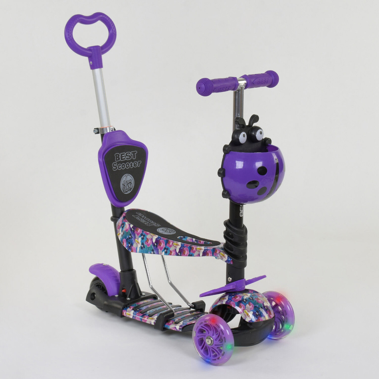 Самокат 5в1 19870 Best Scooter фіолетовий абстракція