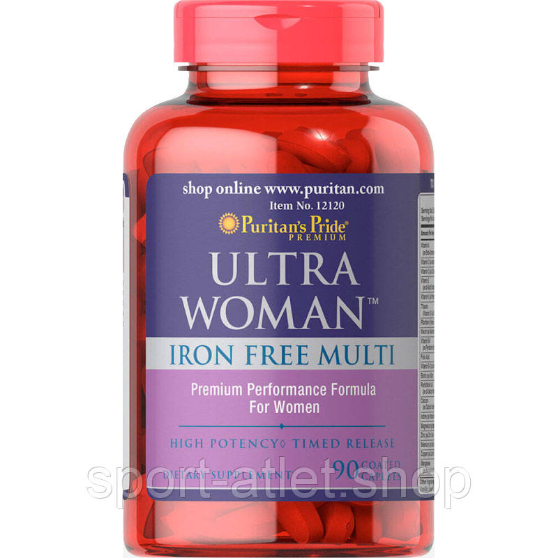 Вітаміни та мінерали Puritan's Pride Ultra Woman Iron Free Multi, 90 каплет