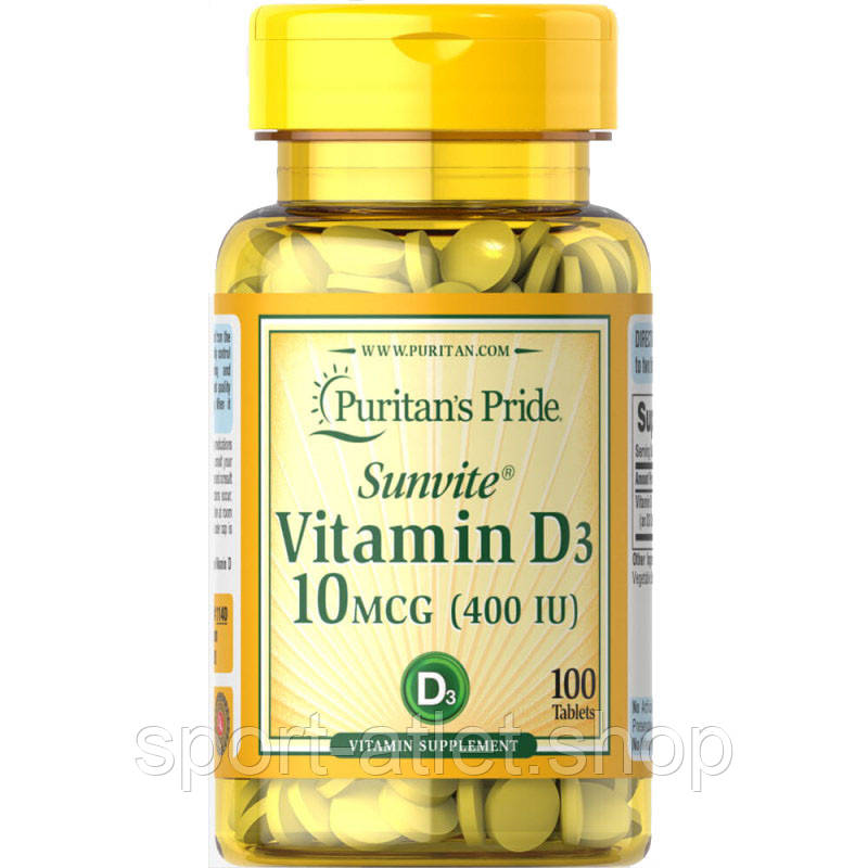 Вітаміни та мінерали Puritan's Pride Vitamin D3 400 IU, 100 таблеток