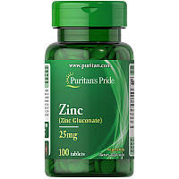 Витамины и минералы Puritan's Pride Zinc Gluconate 25 mg, 100 каплет