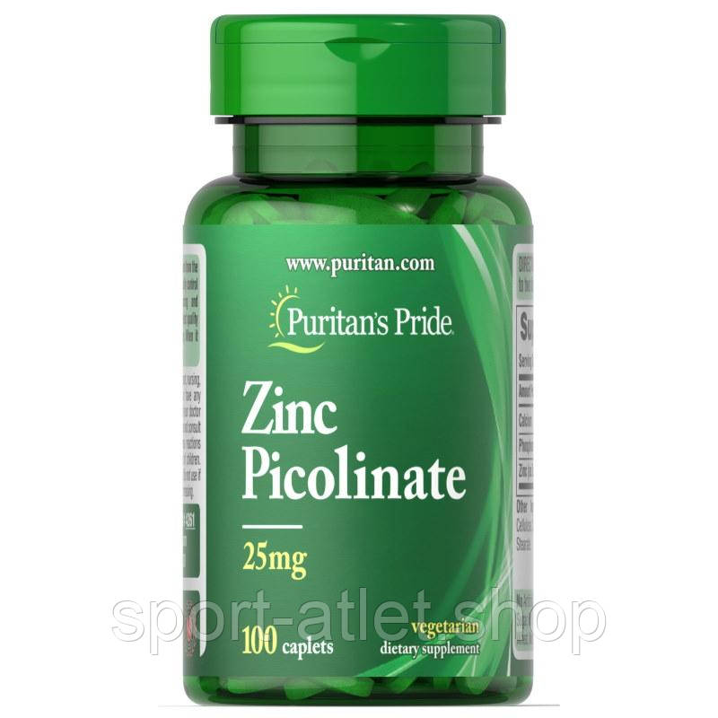 Вітаміни та мінерали Puritan's Pride Zinc Picolinate 25 mg, 100 каплет