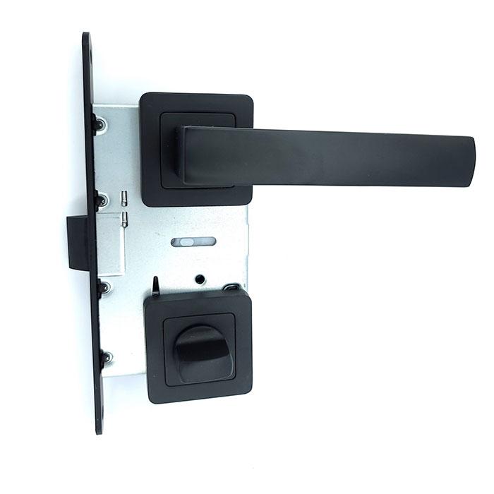 Ручка із замком для дверей у туалет TRION LIBERA 74 AL-AL MB (black)