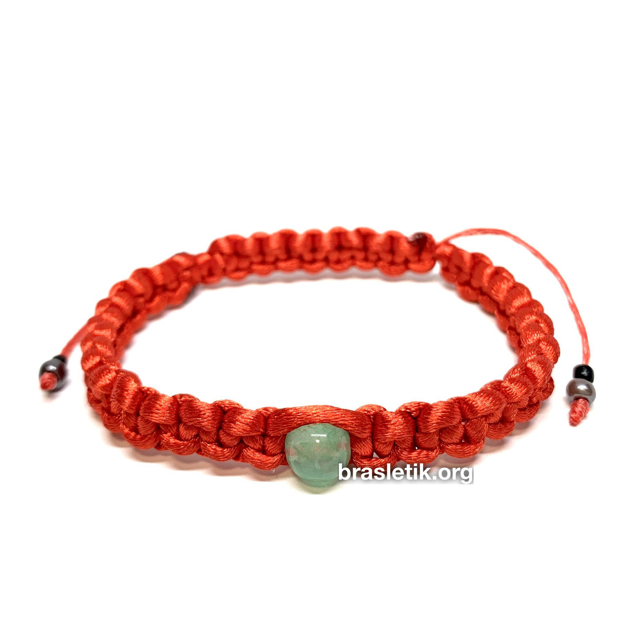 Браслет плетений «Червона нитка» із каменем Нефрит, фото 1